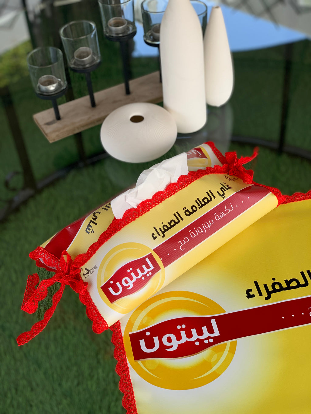 مفرش الليبتون + تلبيسة علبة كلينكس