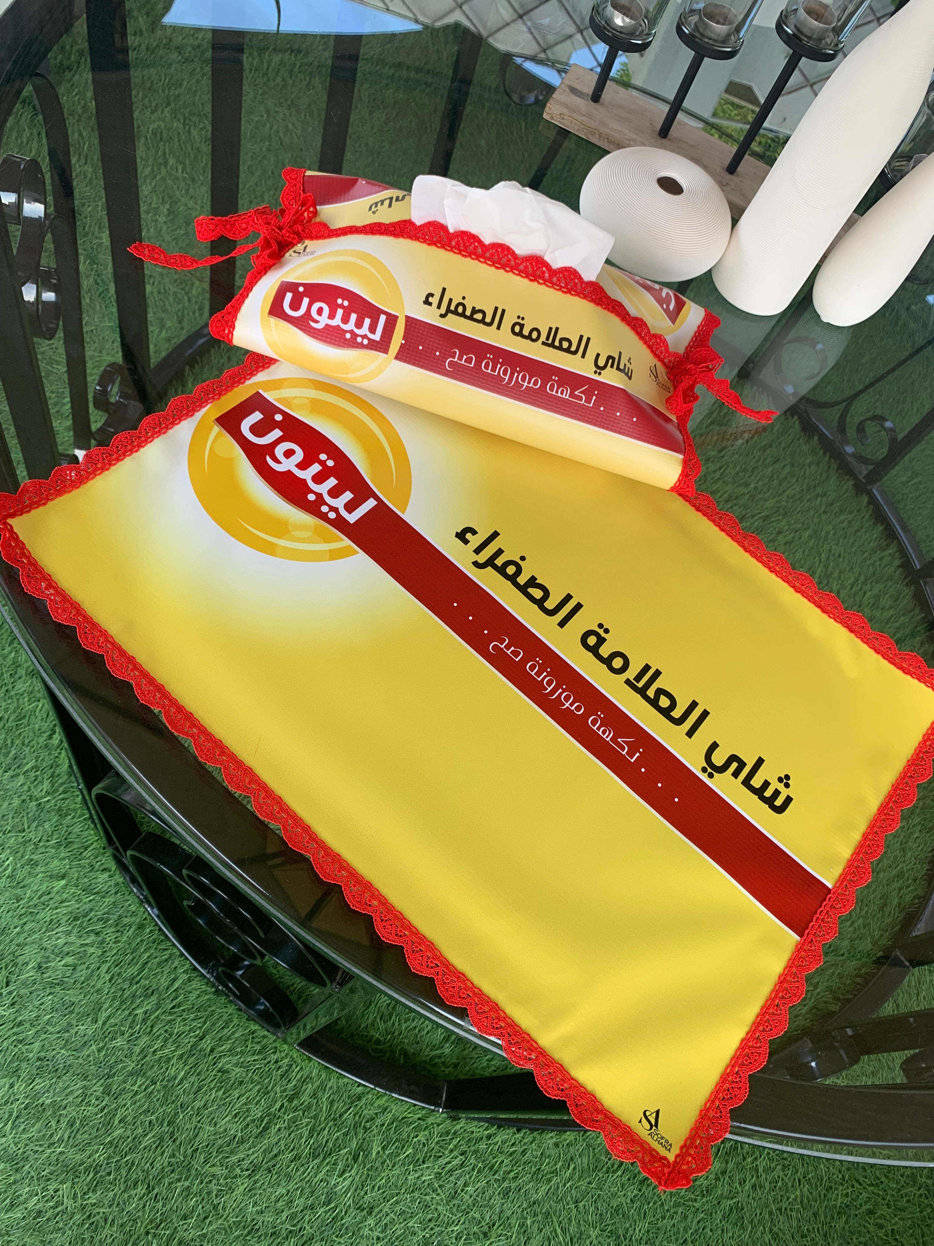 مفرش الليبتون + تلبيسة علبة كلينكس